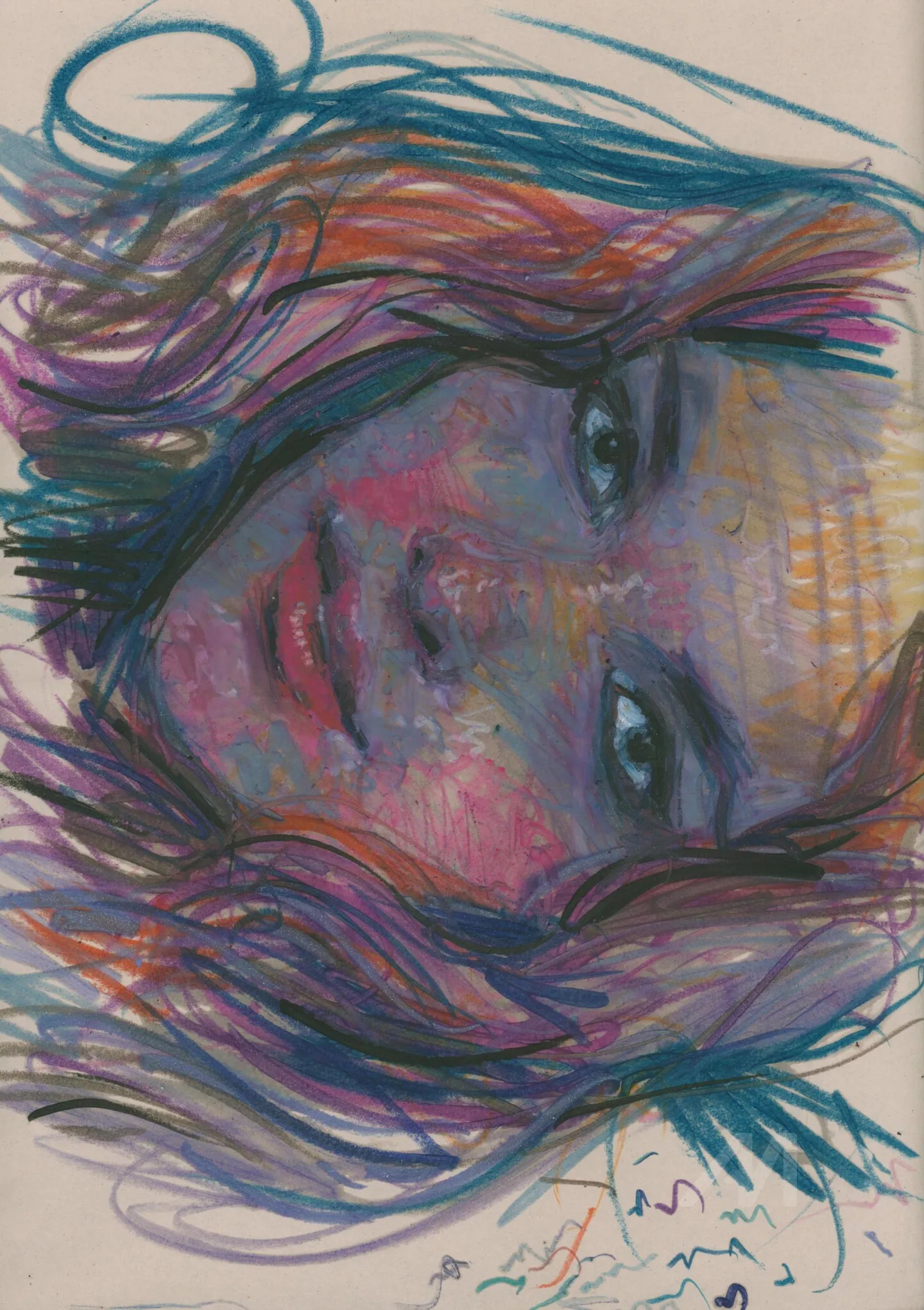 Portrait, conté on paper